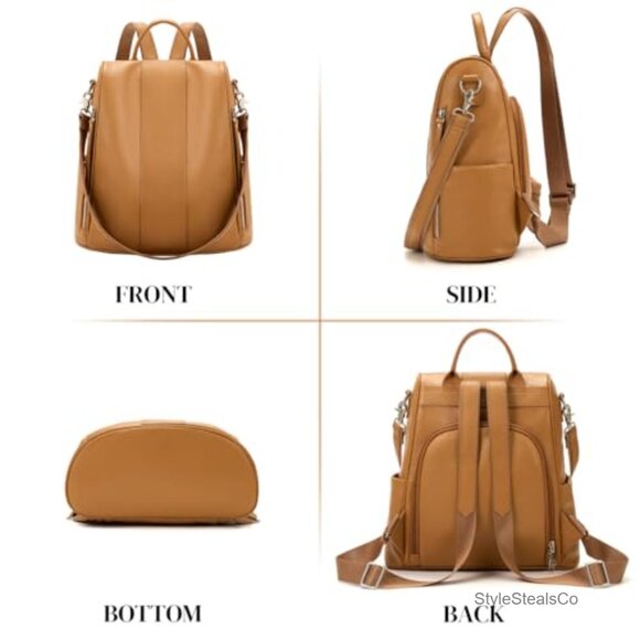 Genuine Leather Anti-Theft Backpack Purse Large Capacity Convertible Shoulder main image 4